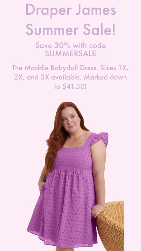 Draper James summer sale! Save 30% with code SUMMERSALE! The Maddie Babydoll Dress. Sizes 1X, 2X, and 3X available. Marked down to $41.30!

#LTKFindsUnder50 #LTKPlusSize #LTKSaleAlert