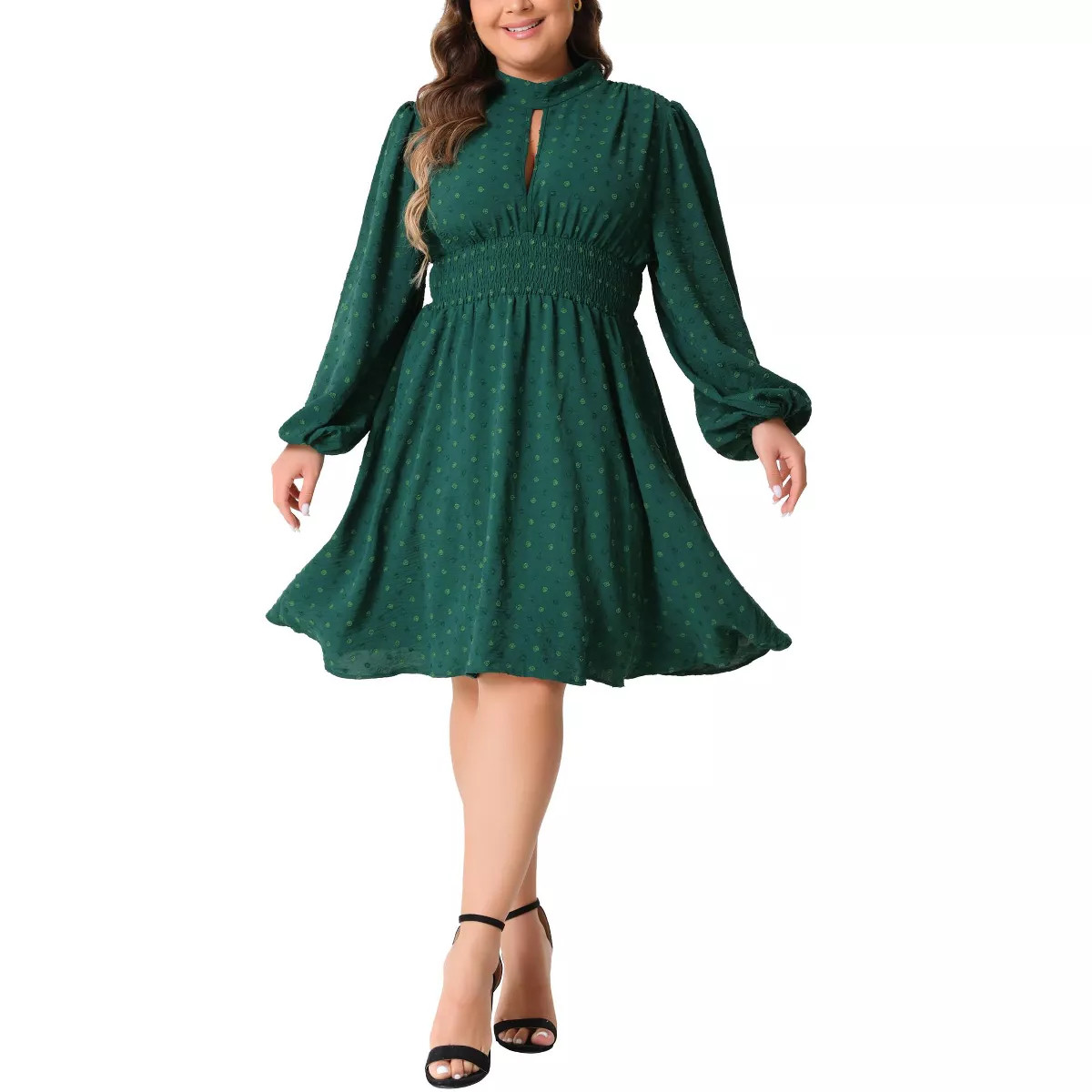 Agnes Orinda Women 's Plus Size Bishop Sleeve Front Hollow Halter Neck Midi Dresses | Target