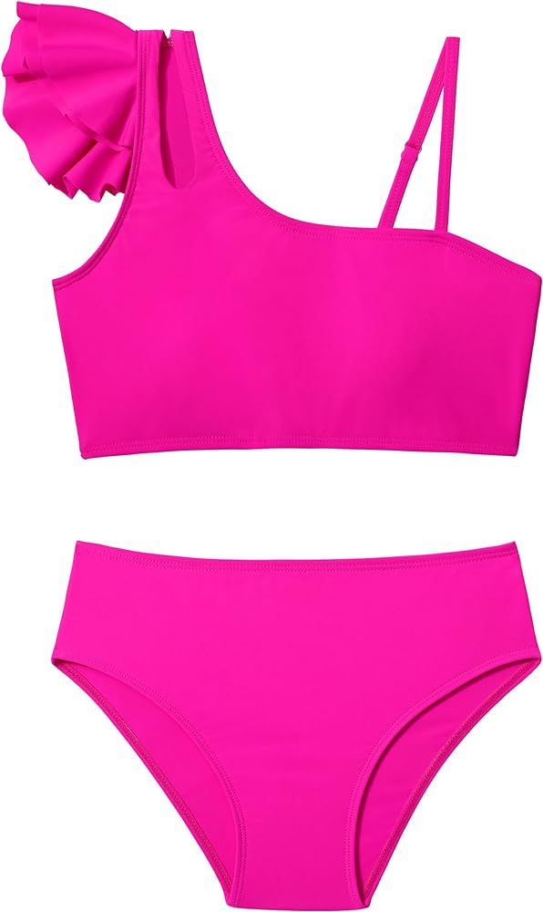 Girls Swimsuits Bikini Set, Kids Bathing Suit for Girls Ruffle Two Piece Girls' Swimwear with Adj... | Amazon (US)