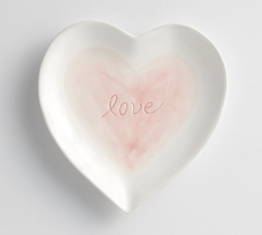 Watercolor Heart Shaped Stoneware Plate | Pottery Barn (US)