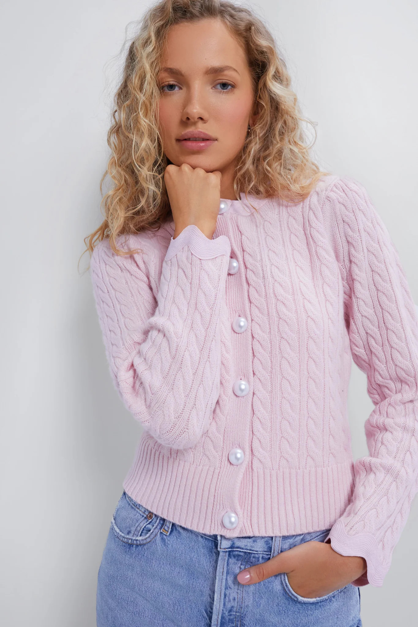 Blush Cable Knit Cardigan | Tuckernuck (US)