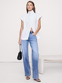 Cotton Poplin Cowl Neck Tunic | Banana Republic (US)
