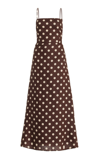 Lori Open-Back Polka-Dot Linen Maxi Dress | Moda Operandi (Global)
