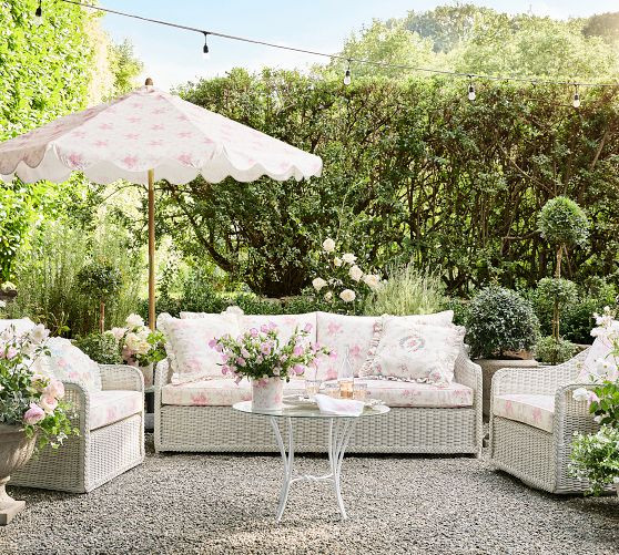 LoveShackFancy Wicker Outdoor Sofa (82") | Pottery Barn (US)