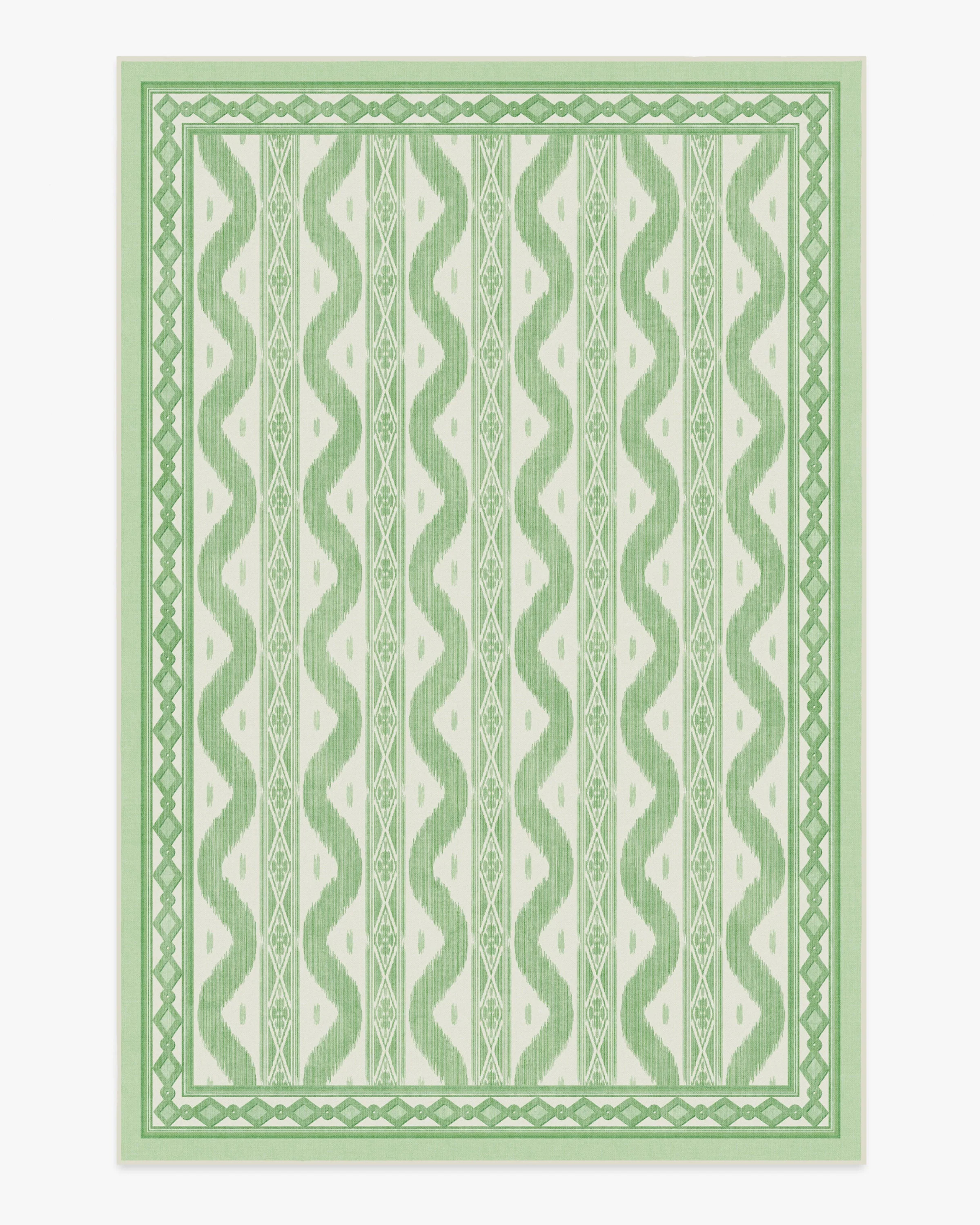 Ava Ikat Green Flatwoven Rug | Ruggable