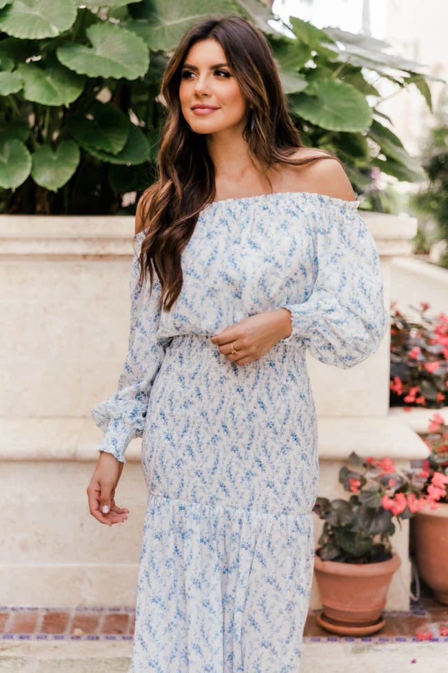 A Forever Vacation Blue Floral Maxi Dress | The Pink Lily Boutique