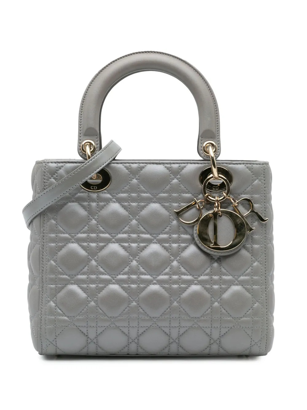 Christian Dior Pre-Owned 2017 Medium Lambskin Cannage Lady Dior Satchel | Grey | FARFETCH | Farfetch Global