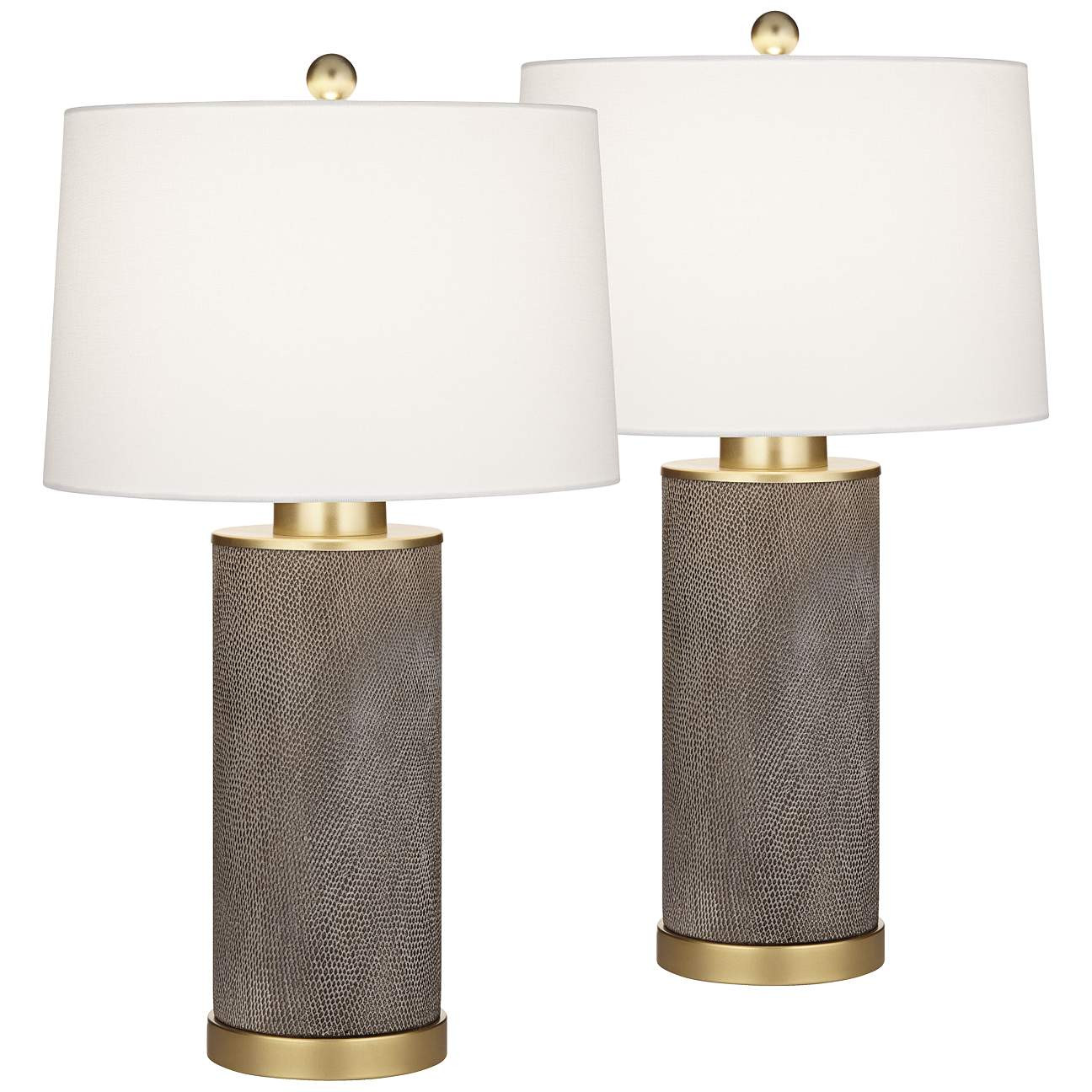 Gilson Gold and Textured Gray Modern Ceramic Table Lamps Set of 2 | Lamps Plus