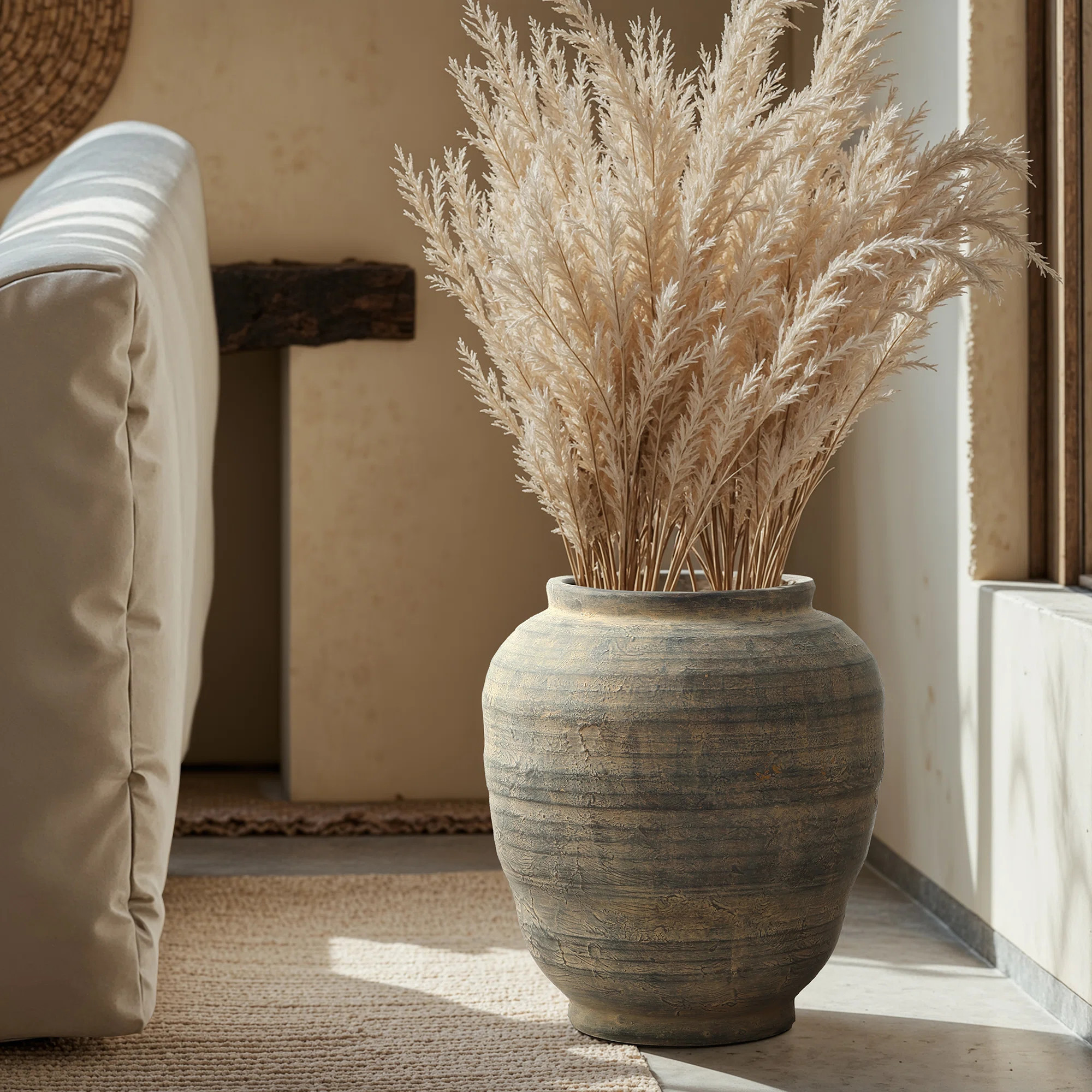 Vintage Pottery Brown 17.32-Inch Tall Round Ceramic Vase | Wayfair North America