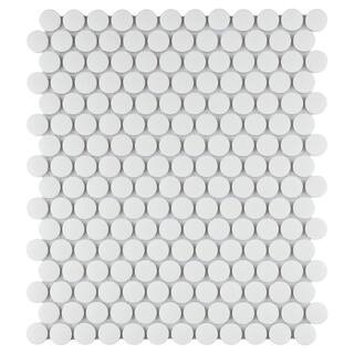 Merola Tile Gotham Penny Round White 9-3/4 in. x 11-1/2 in. Porcelain Mosaic (7.97 sq. ft. /Case), W | The Home Depot