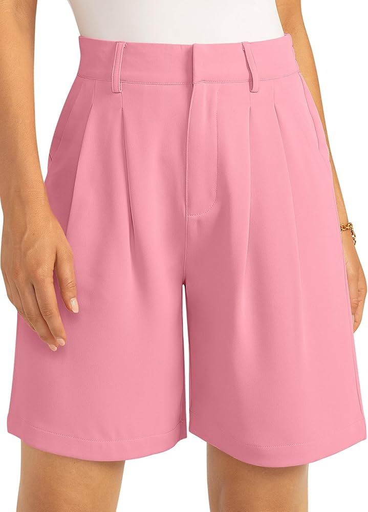 TARSE Womens Bermuda Shorts Dressy Casual High Waisted Summer Shorts with Pockets | Amazon (US)