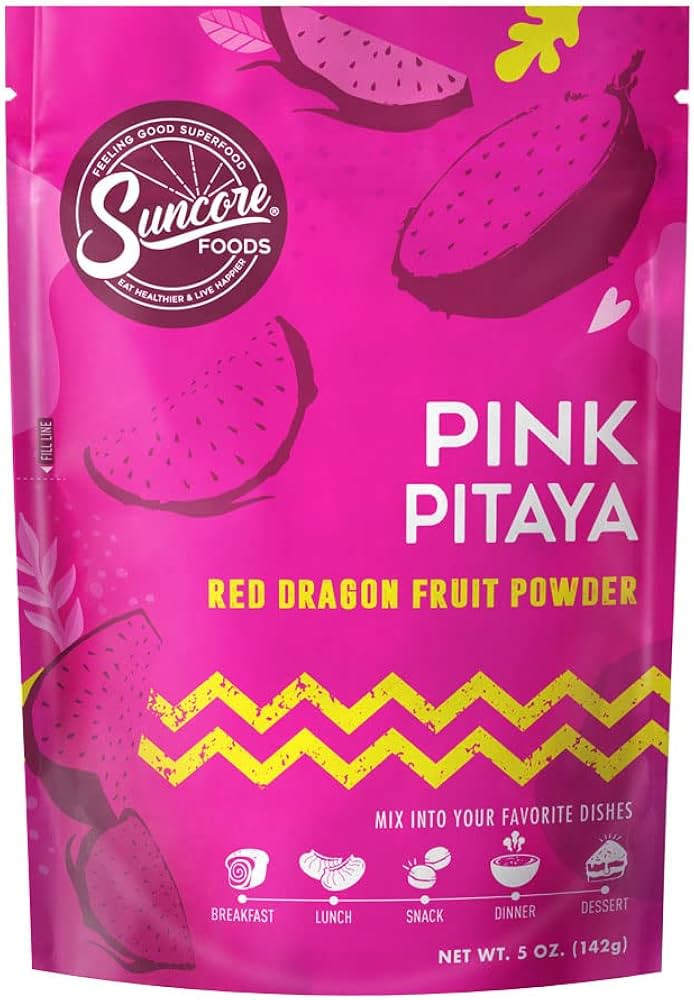 Suncore Foods Pink Pitaya Powder, Pink Food Coloring Powder, Gluten-Free, Non-GMO, 5oz (1 Pack) | Amazon (US)