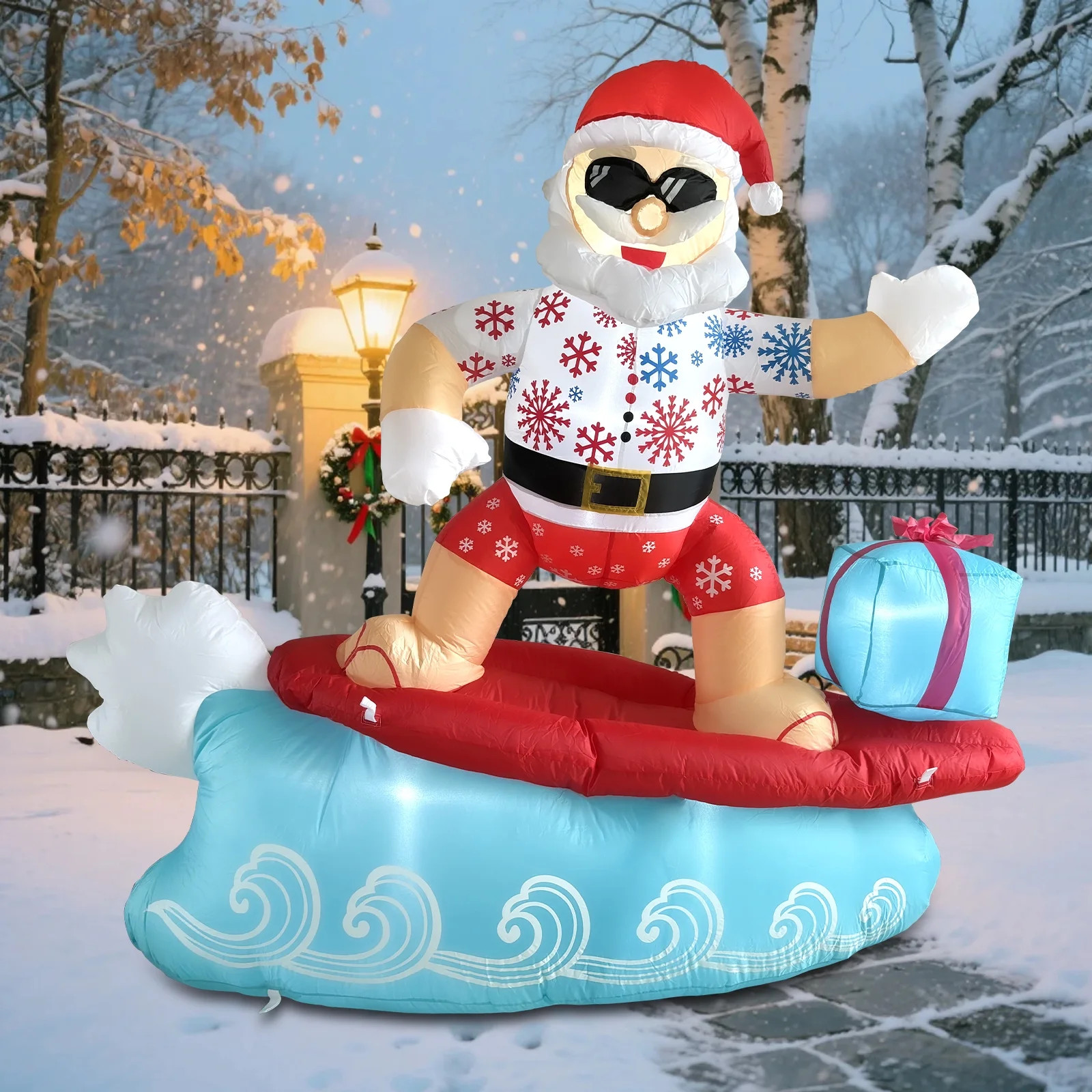 5.6FT Christmas Inflatables Surfing Santa Claus Outdoor Hawaiian Decorations, Christmas Blow Up Y... | Walmart (US)