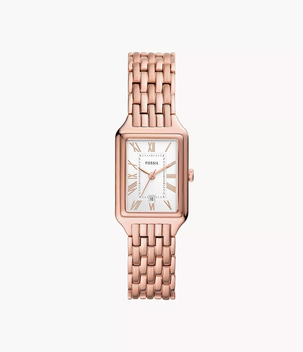 Raquel Three-Hand Date Rose Gold-Tone Stainless Steel Watch | Fossil (US)