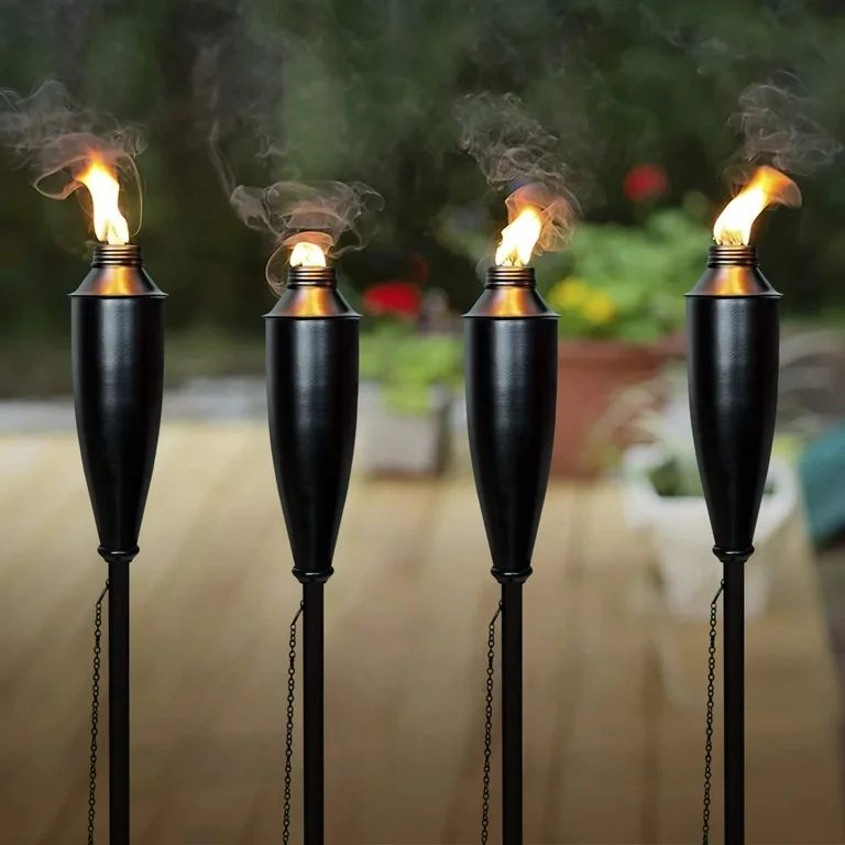 Deco Home Set of 4 60-inch Citronella Garden Outdoor/Patio Flame Metal Torch -Black Matt | Walmart (US)