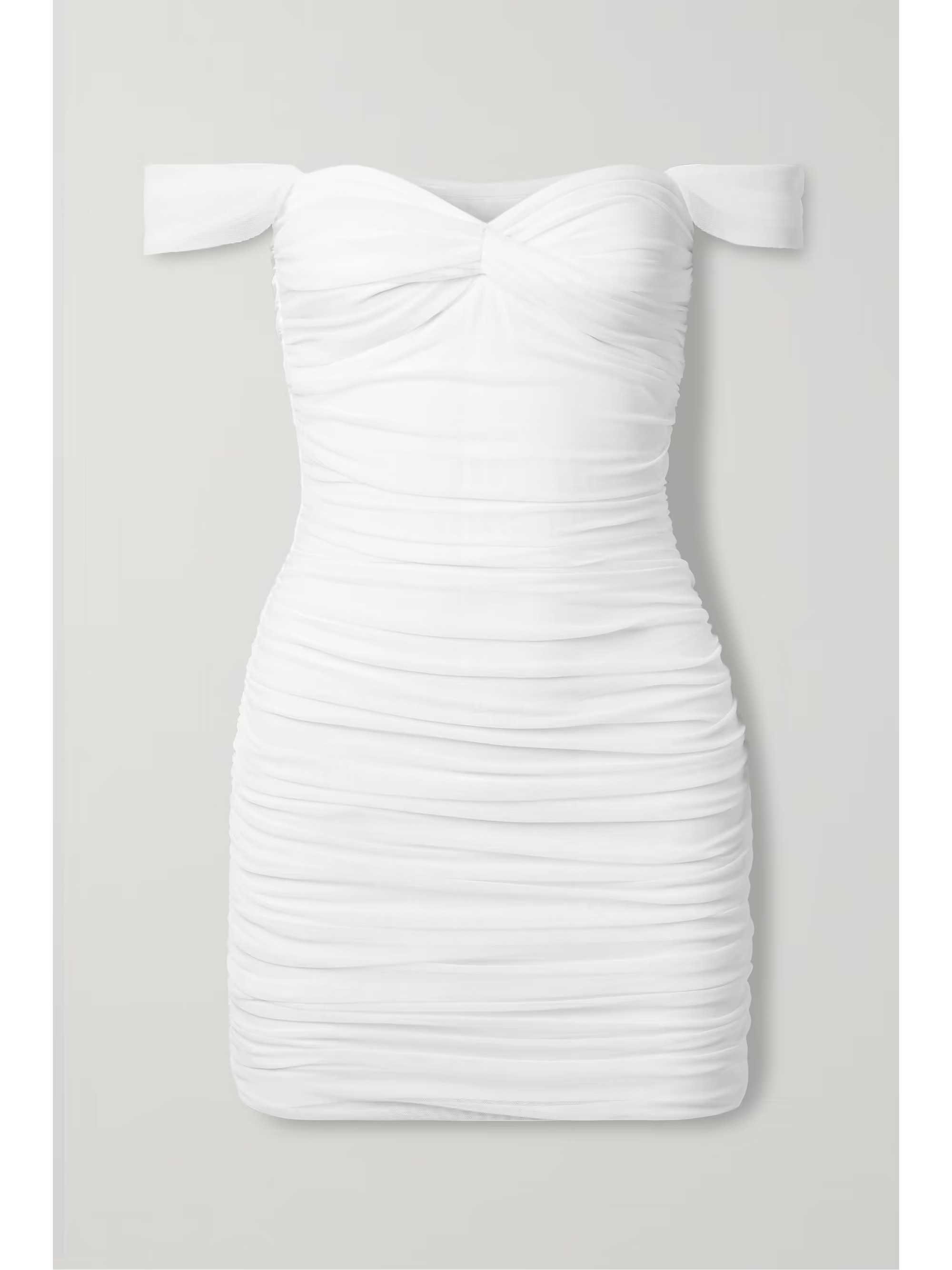 Walter off-the-shoulder ruched stretch-mesh mini dress | NET-A-PORTER (US)