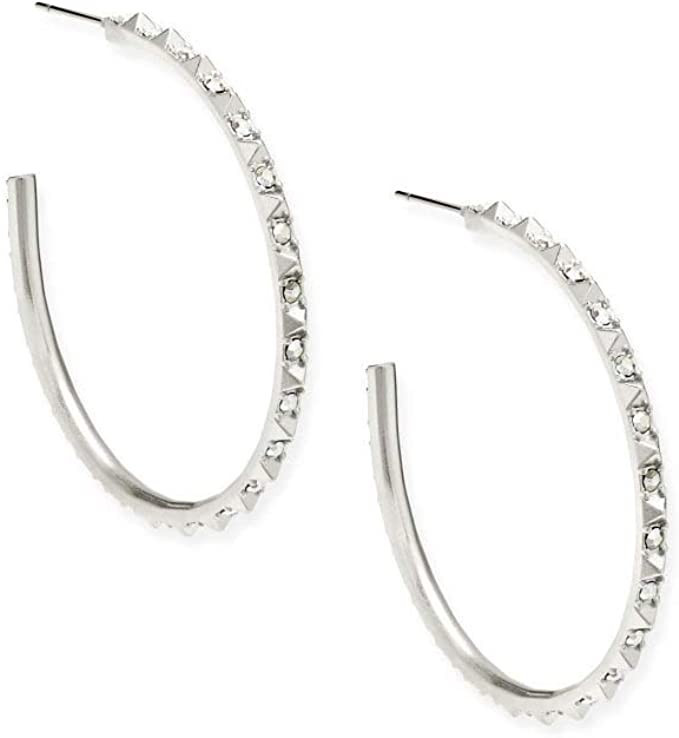 Amazon.com: Kendra Scott Veronica Hoop Earrings in Rhodium Iridescent Crystal: Clothing, Shoes & ... | Amazon (US)