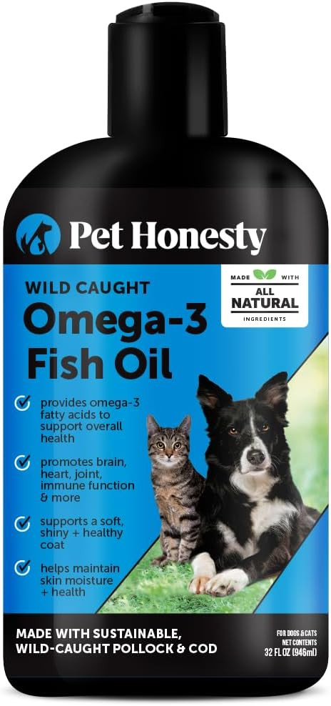 Pet Honesty Omega 3 Fish Oil Supplement for Dogs & Cats (32oz), Wild Caught Omega 3 Fish Oil for ... | Amazon (US)