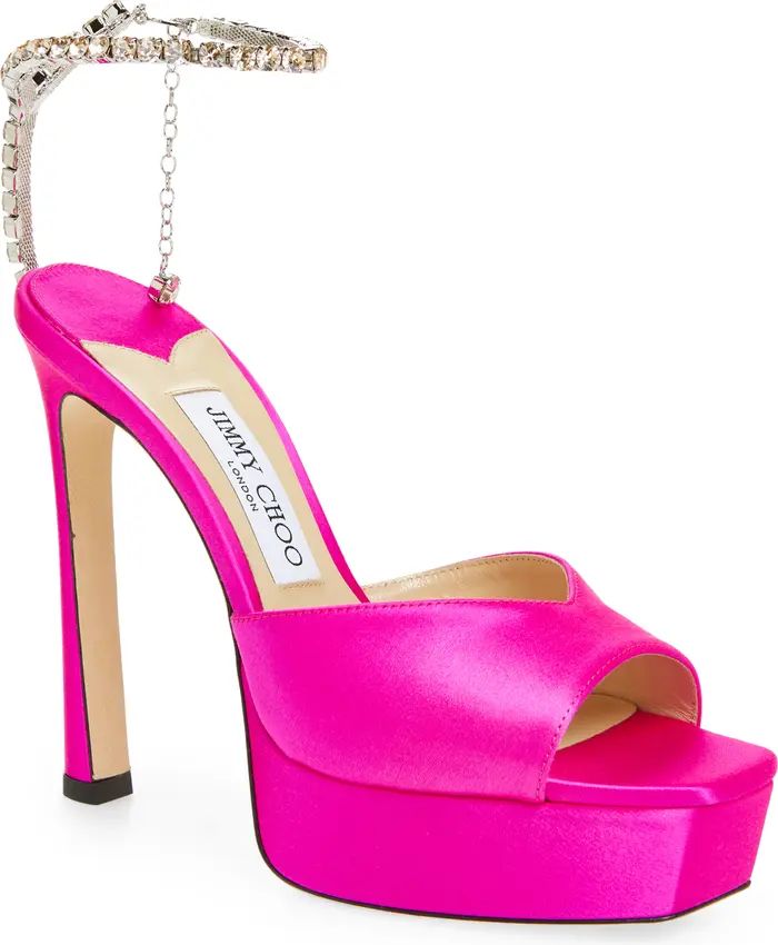 Jimmy Choo Saeda Crystal Ankle Strap Peep Toe Sandal (Women) | Nordstrom | Nordstrom