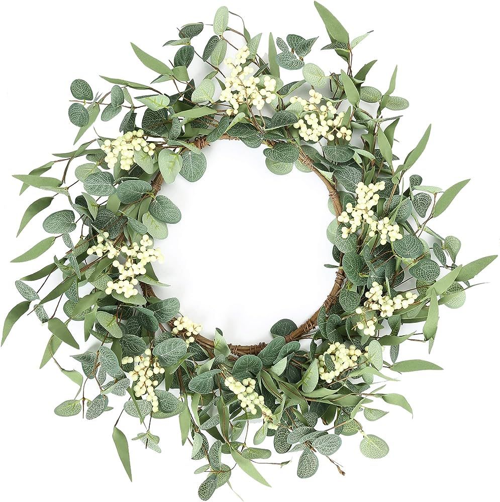 Pinkpum Wreaths for Front Door 20'' Eucalyptus Wreath, Spring Summer Green Wreath, Door Green Wre... | Amazon (US)