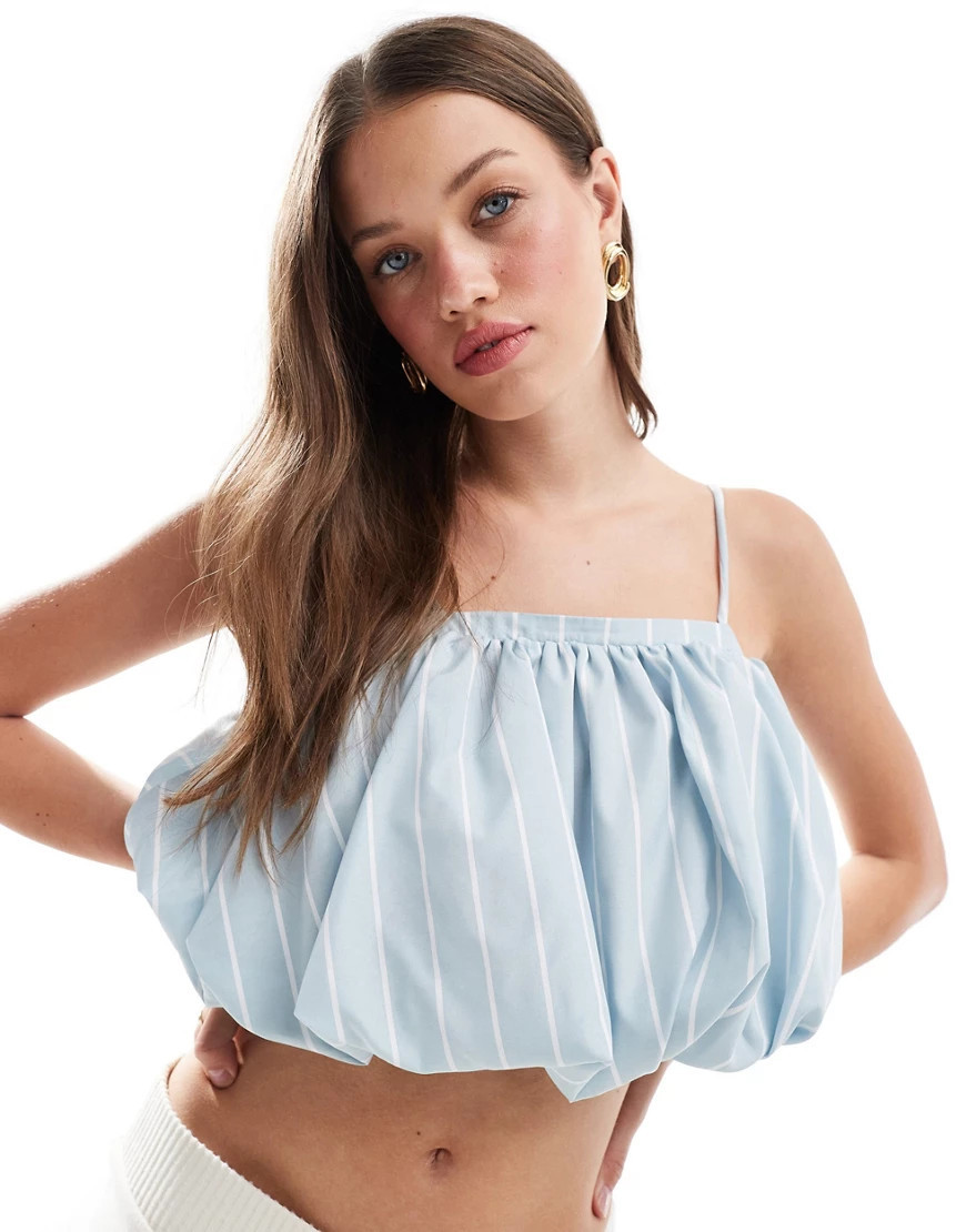 ASOS DESIGN bubble hem crop cami top in stripe-Multi | ASOS (Global)
