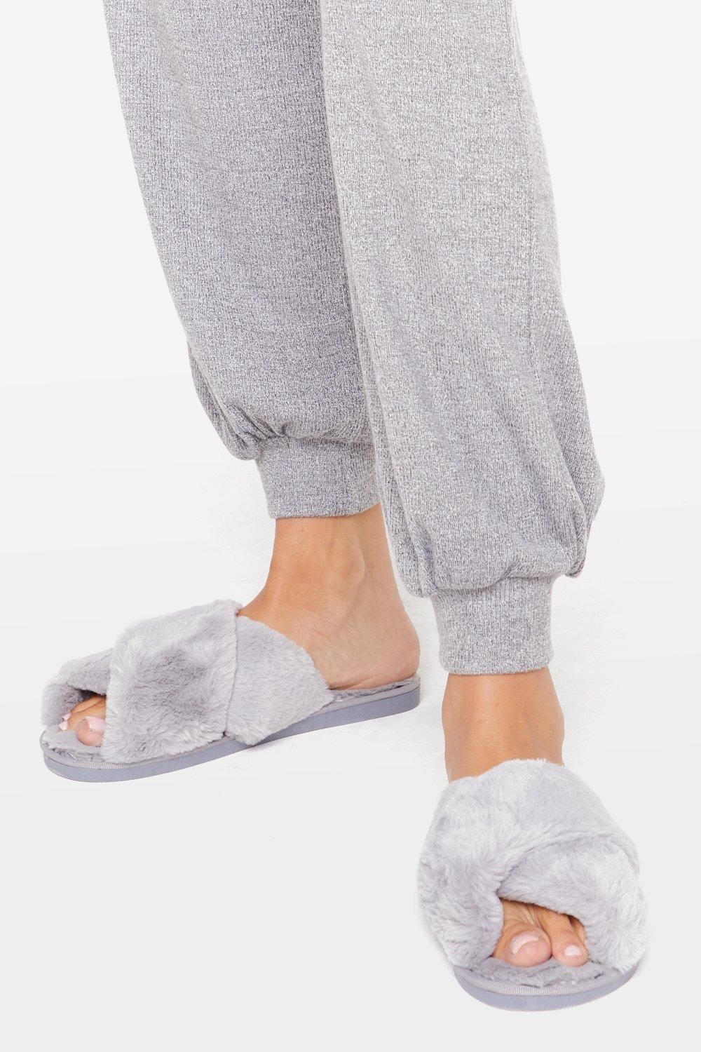 Womens Not Ready Fur Today Faux Fur Slippers - Grey | NastyGal (US & CA)