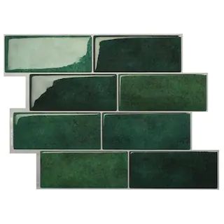 smart tiles Metro Fiona Dark Green 11.56 in. x 8.38 in. Vinyl Peel and Stick Tile (2.21 sq. ft./ ... | The Home Depot