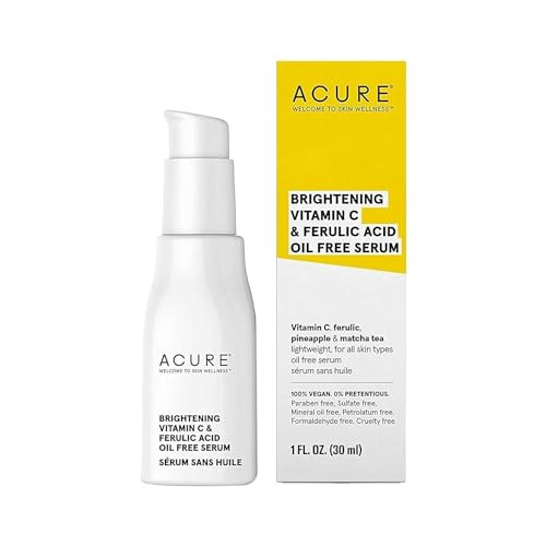 ACURE Face Brightening Vitamin C & Ferulic Acid Serum - Day & Night Oil Free Glowing Facial Serum - Vitamin C, Ferulic Acid & Pineapple Extract For Natural Brighter Look - for All Skin Types 1 fl oz | Amazon (US)