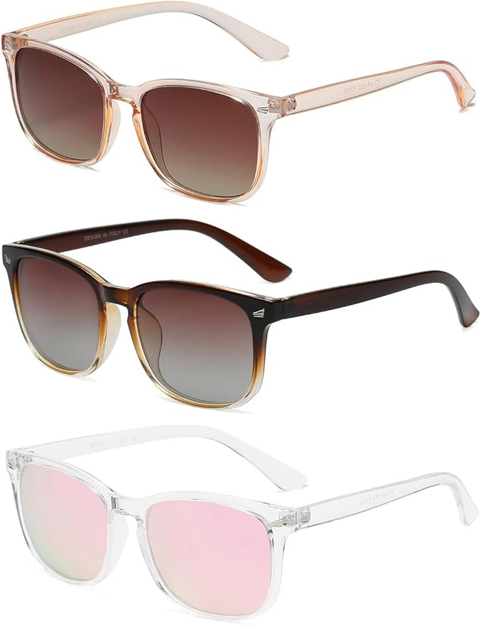 DUSHINE Polarized Sunglasses for Women Classic Retro Style 100% UV Protection (3 Pack) | Amazon (US)