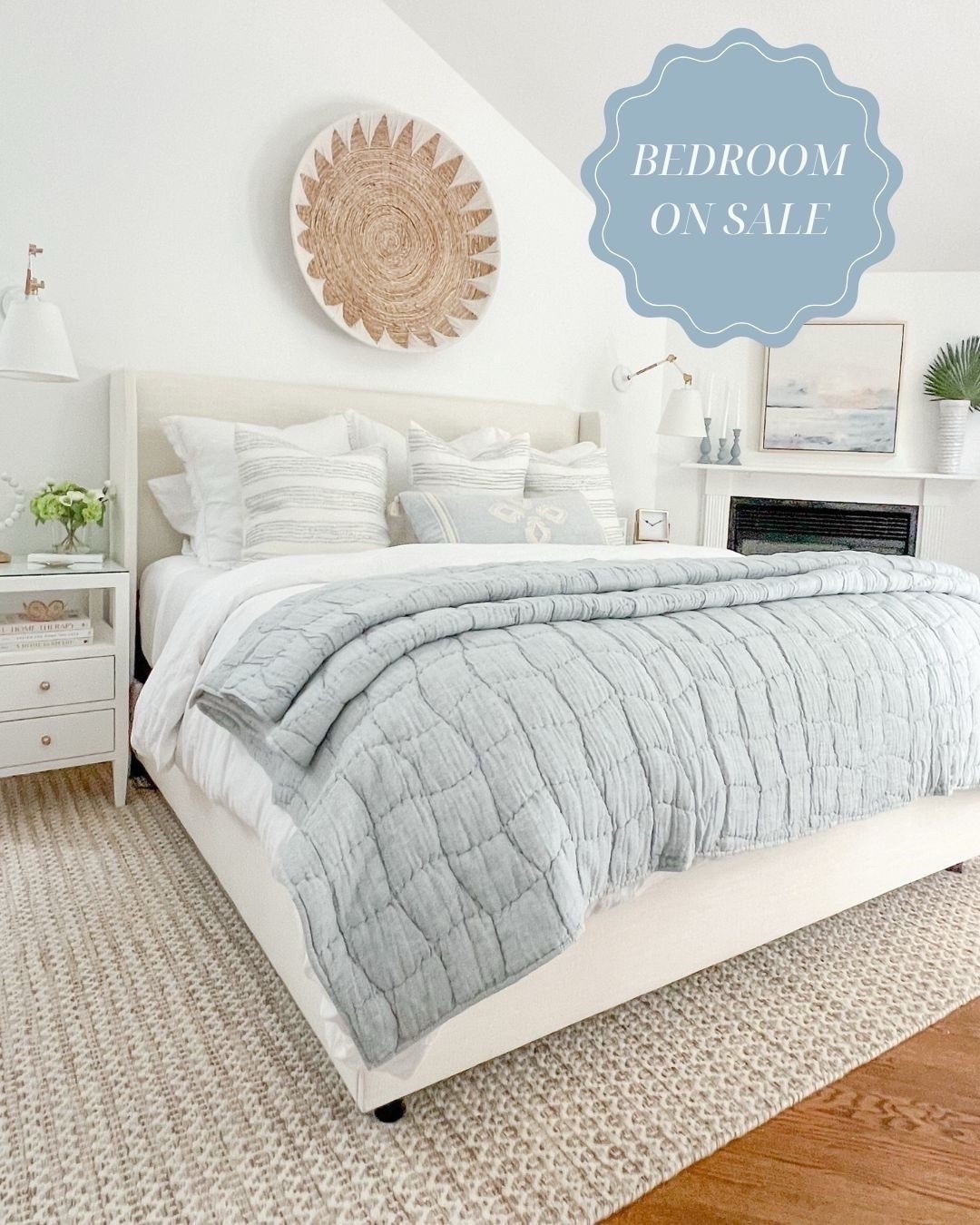 SO many pieces in my bedroom are on sale for Black Friday/Cyber Monday, including my Tilly bed (fabric is Zuma White), linen duvet cover, rug, wall basket, artwork, pillow covers & more! 

- coastal home decor, coastal bedroom ideas, coastal bedding, linen bedding, primary bedroom ideas, beach house bedrooms, pottery barn quilts, blue quilts, coastal quilts, pottery barn duvet covers, down comforters, blue & white pillows, serena & lily pillows, bedroom sconces, bedroom lighting, wall baskets, art for over bed, bedroom rugs, 8x10 rugs, 9x12 rugs, 10x14 rugs, neutral rugs, coastal artwork, beach artwork, coastal abstract artwork, ballard designs artwork, nightstand decor, white nightstands, white nightstands, wayfair nightstands, white beds, Tilly bed, wayfair beds, upholstered beds, king beds on sale, serena & lily sconces, white sheets, bedding ideas, comforters, wayfair rugs, comforters, coastal nightstand

#LTKHome #LTKSaleAlert #LTKCyberWeek