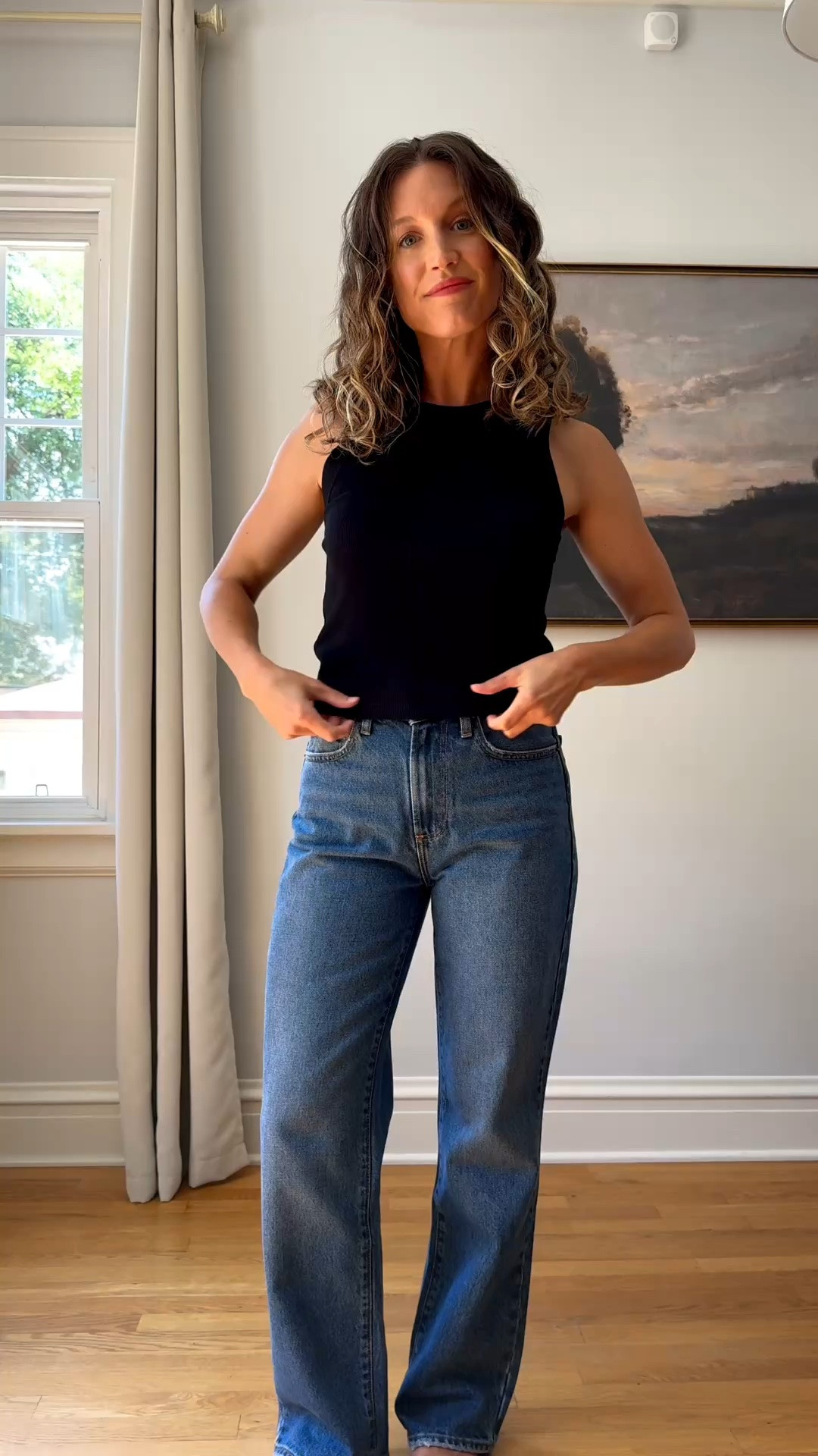 Transitional Outfit Idea from @Quince 

Organic Cotton Micro-Rib Cropped Cutaway Tank - I sized up

Mongolian Cashmere Cropped Crew Cardigan - TTS

Bella Rigid Straight Jeans - TTS, I took the regular length

Italian Leather Fisherman Sandal - TTS

#quincepartner