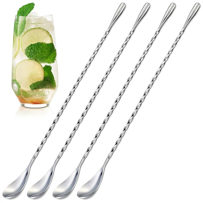 4 Pcs Bar Spoon Cocktail Mixing – Stirs Deep Glasses All the Way to the Bottom, Even Mixing & E... | Amazon (US)
