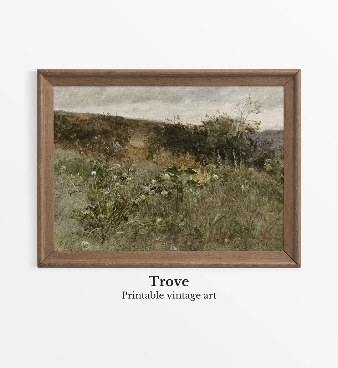 Rustic Flower Meadow Landscape Oil Painting | Moody Vintage Art Print | Country Farmhouse Wall D... | Etsy (US)