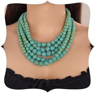 Octwine Bohemian Statement 5 Layer Green Pearl Necklace 1920s Pearl Earrings Vintage Pearl Neckla... | Amazon (US)