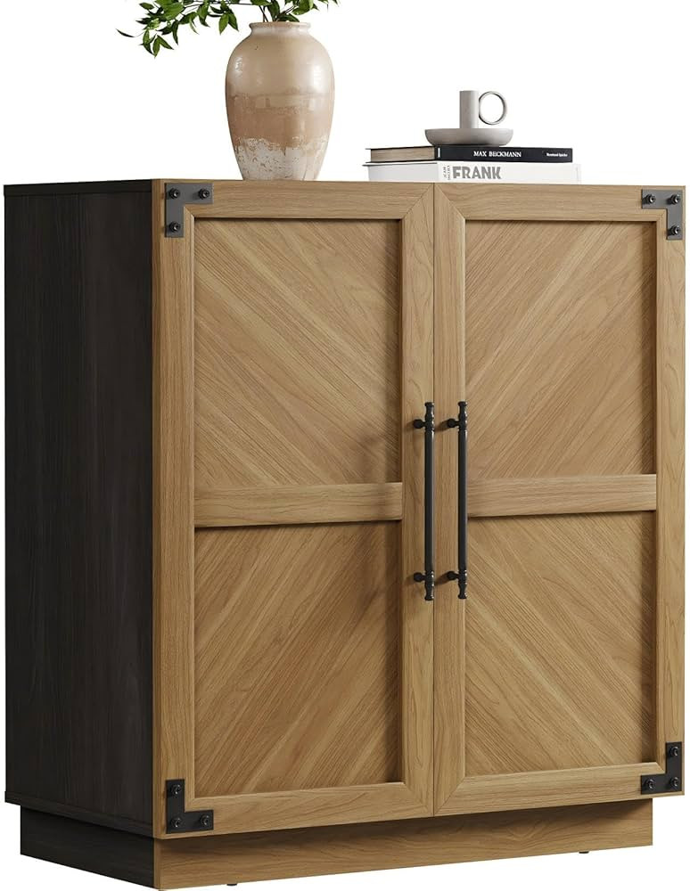 SICOTAS Sideboard Buffet Cabinet with Storage, Farmhouse Credenza with Doors & Adjustable Shelves... | Amazon (US)