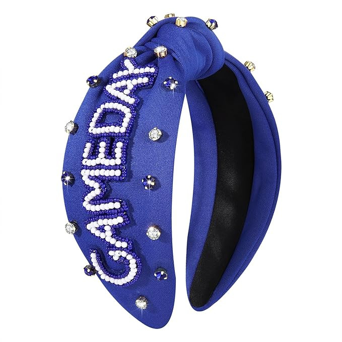 YAHPERN Women's Crystal Pearl Knotted Headbands, Jeweled Wide Top Knot Headband for Sports, Baseb... | Amazon (US)