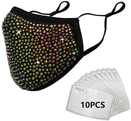 YUESUO Sparkly Rhinestone Face Masd for Women, Halloween Masquerade Party Decorative Bling Masd w... | Amazon (US)