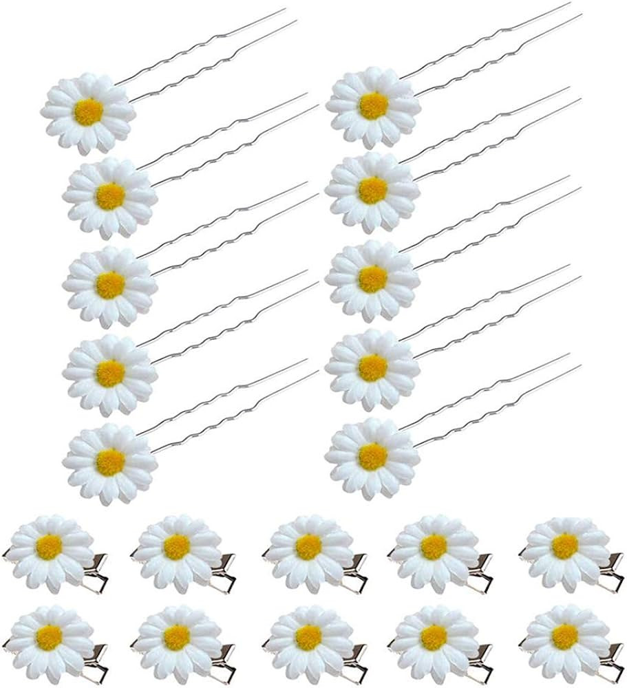 20 Pièces Pinces à Cheveux Marguerite,Accessoires pour Cheveux Queue de Cheval,Daisy Accessoire... | Amazon (FR)