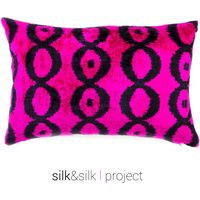 Pink Velvet Lumbar Pillow - Ikat Cushion Throw | Etsy (US)