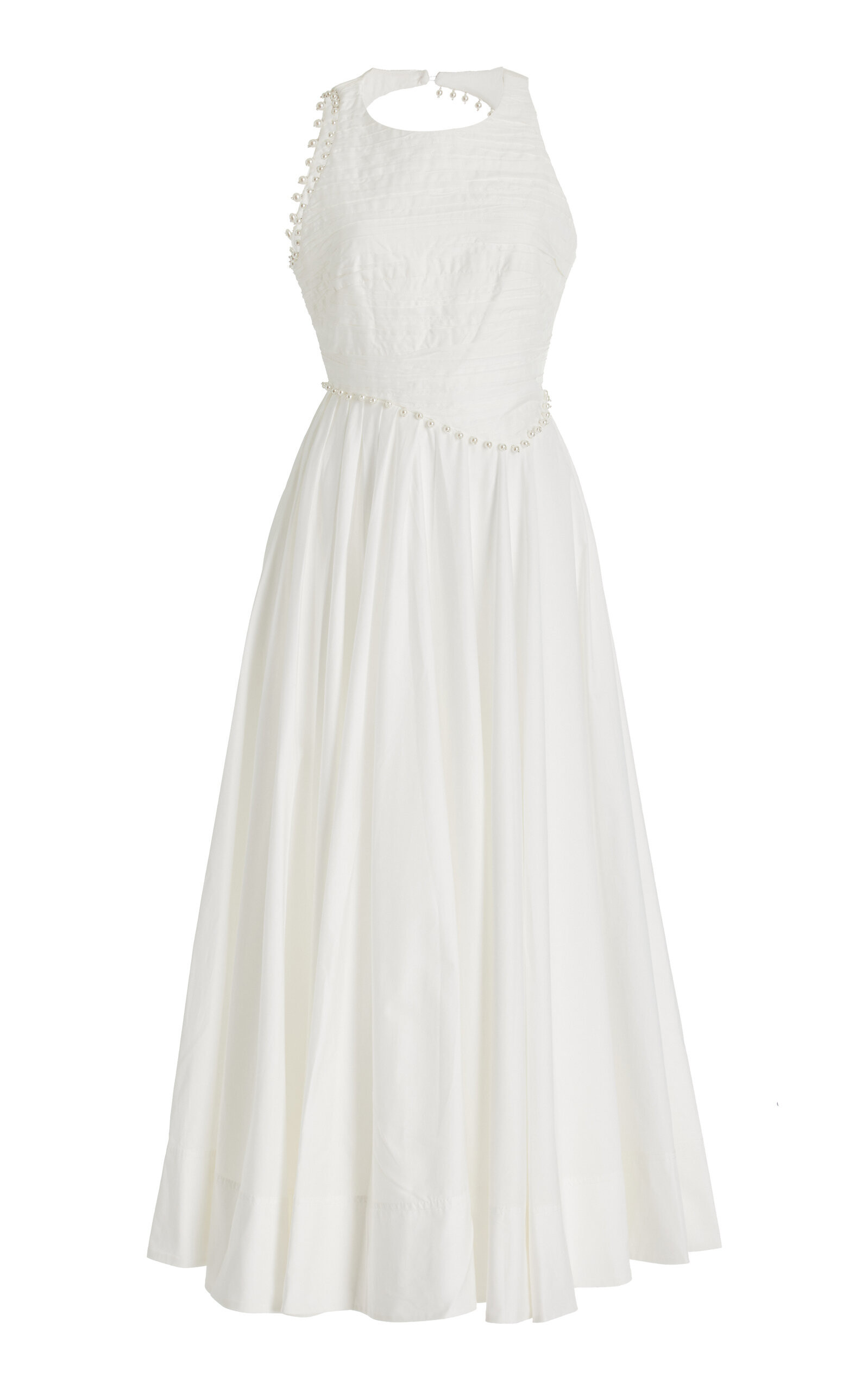 Aje - Florence Pearl-Trimmed Cotton Midi Dress - Ivory - AU 6 - Moda Operandi | Moda Operandi (Global)