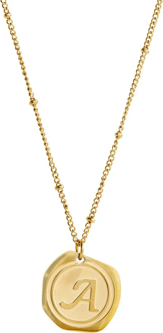 SAVVY CIE JEWELS 22K Yellow Gold Plated Stainless Steel Coin Initial Necklace | Nordstromrack | Nordstrom Rack