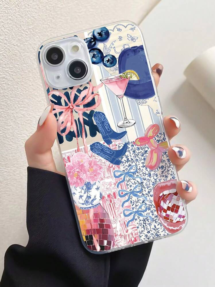 Western 1pc IPhone Cocktail Graphic Full Coverage TPU Phone Case | SHEIN