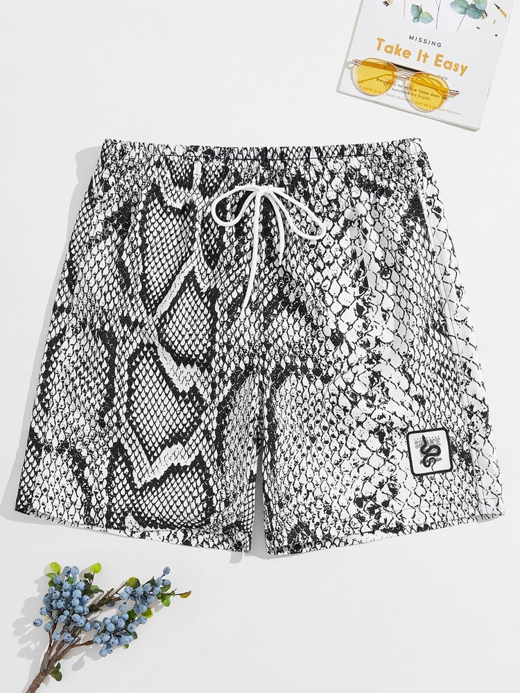 Men Snakeskin Drawstring Swim Trunks | SHEIN