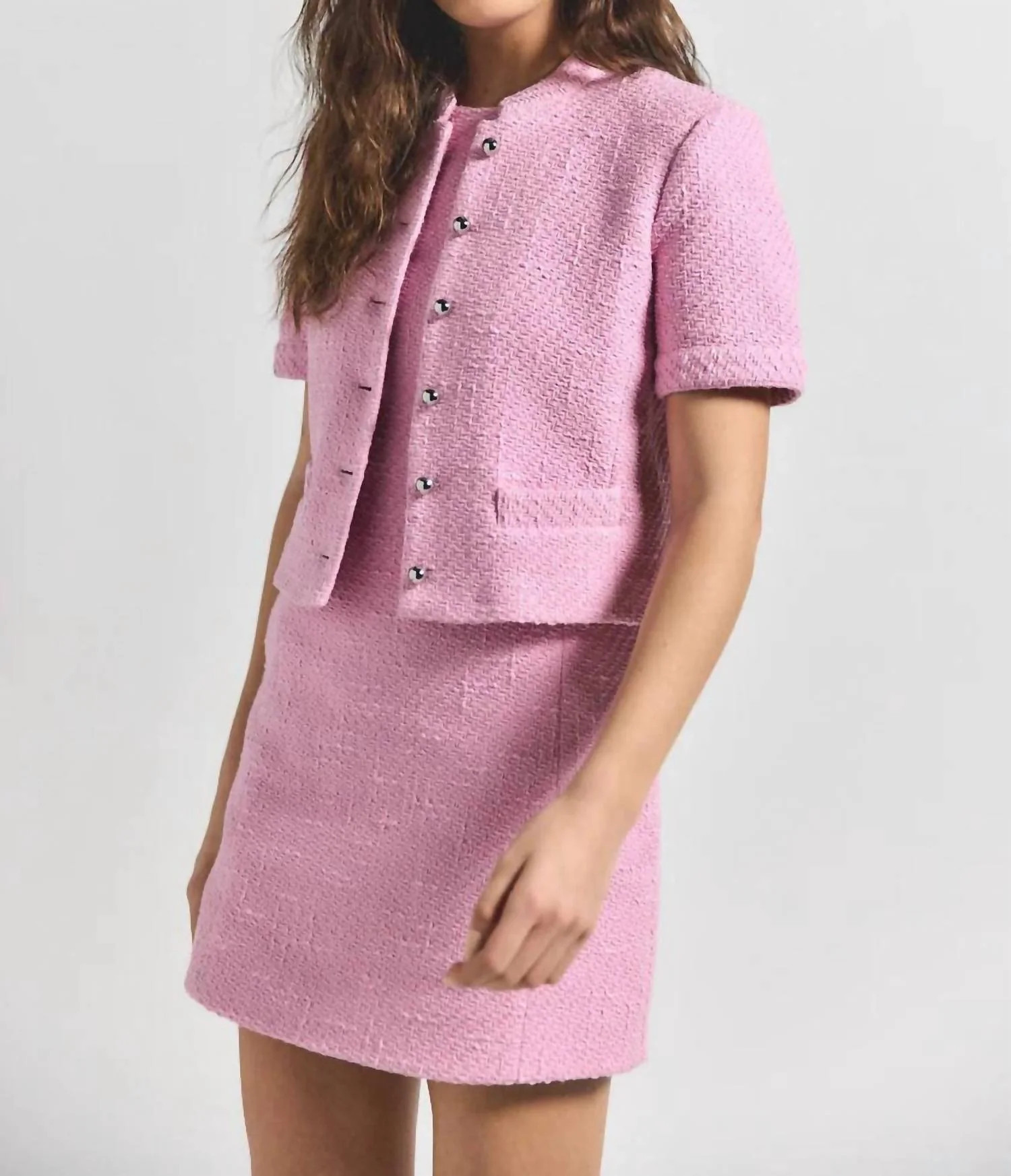 Grace Short Sleeve Jacket In Blush | Shop Simon