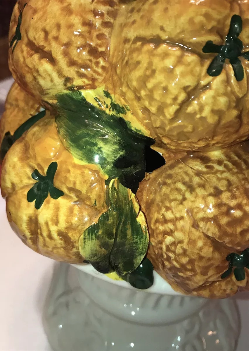 Vintage Majolica Lefton Italian pottery Orange Fruit Topiary Centerpiece  | eBay | eBay US