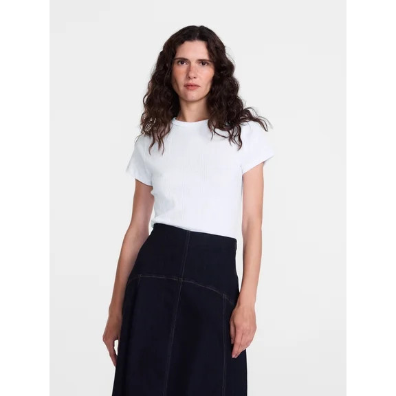 Scenario Women's Variegated Rib Tee with Short Sleeves, Sizes XS-XXXL | Walmart (US)