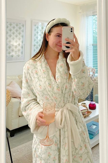 Selfcare OOTD 🤍 Wearing this Hill House inspired robe from Amazon for under $35!! Super plush (not a terry material) and cozy. Size Small - I’m 5’9” and it hits me a few inches below the knee. 

Amazon terry headband and my favorite Anthropologie Morgan Glassware! 

#LTKU #LTKfindsunder50 #LTKbeauty