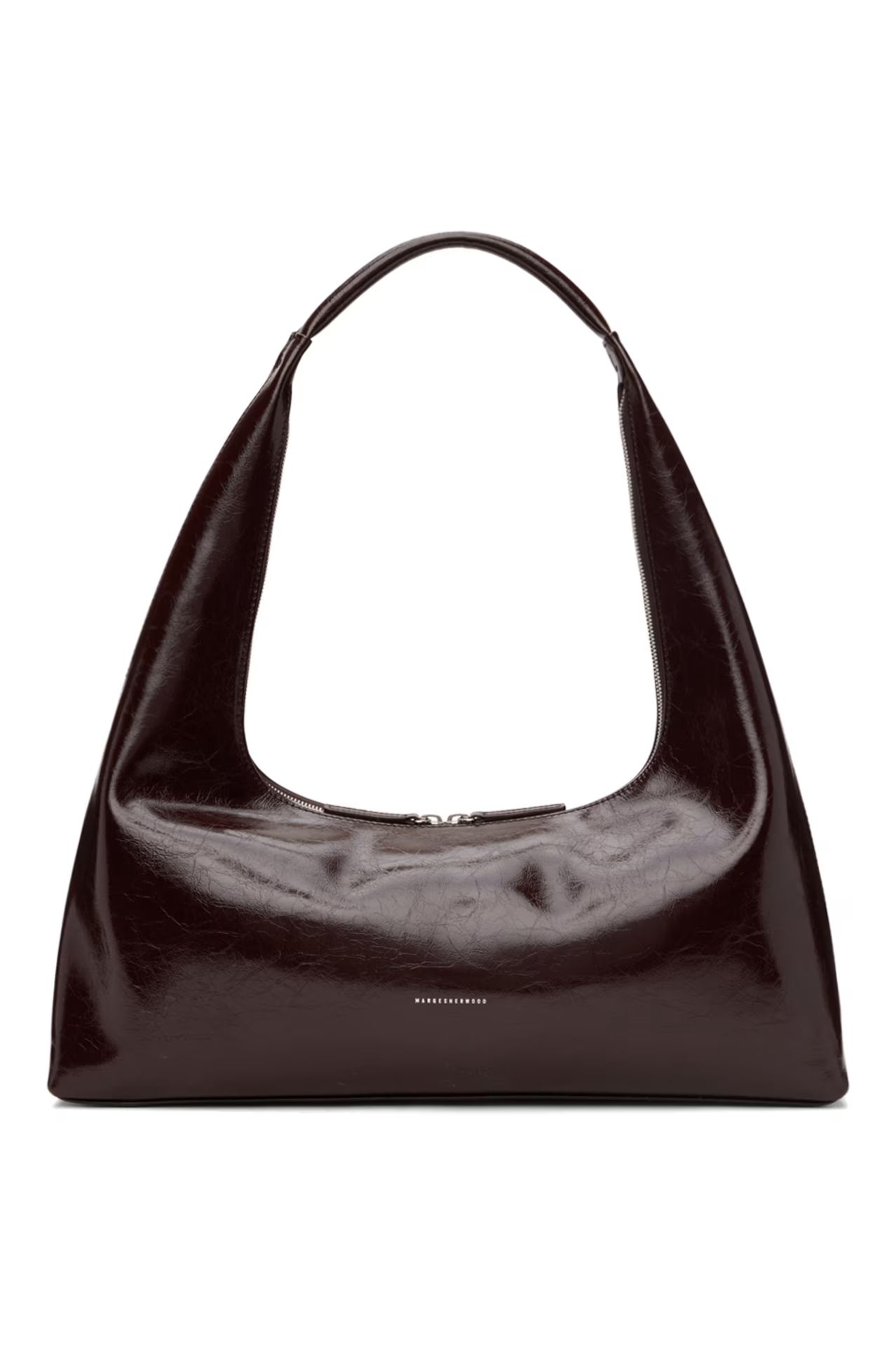 Brown Crinkled Leather Shoulder Bag | SSENSE
