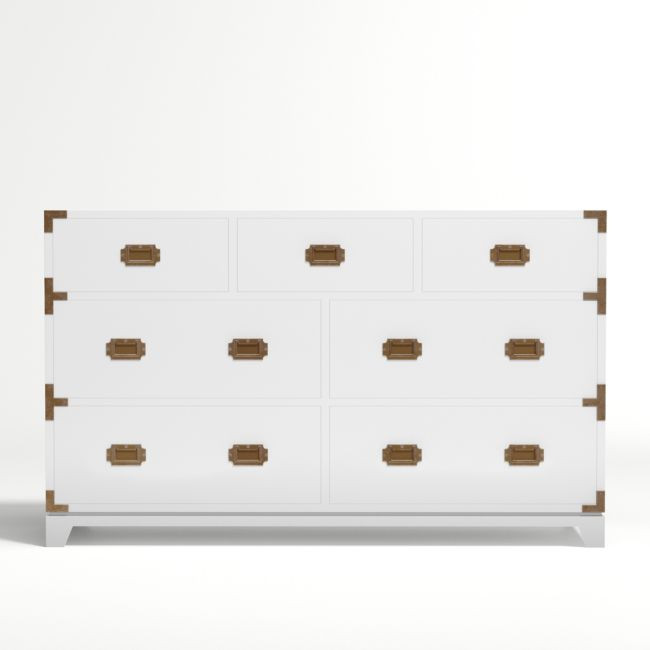Kids White Campaign Wide Dresser | Crate & Barrel