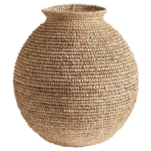 Brielle Coastal Beach Natural Corn Husk Woven Decorative Vase - Large | Kathy Kuo Home